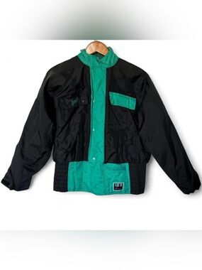 Vintage 90s Difi Trinity MotoLine Green & Black Medium Sport Biker Racing Jacket